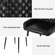 Artiss 4x Dining Chairs Retro PU Leather Kitchen Lounge Cafe Accent Chair Black DINC-B-B02-BKX4