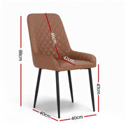 Artiss 2x Dining Chairs Retro PU Leather Kitchen Lounge Cafe Accent Chair Brown DINC-B-B02-BRX2