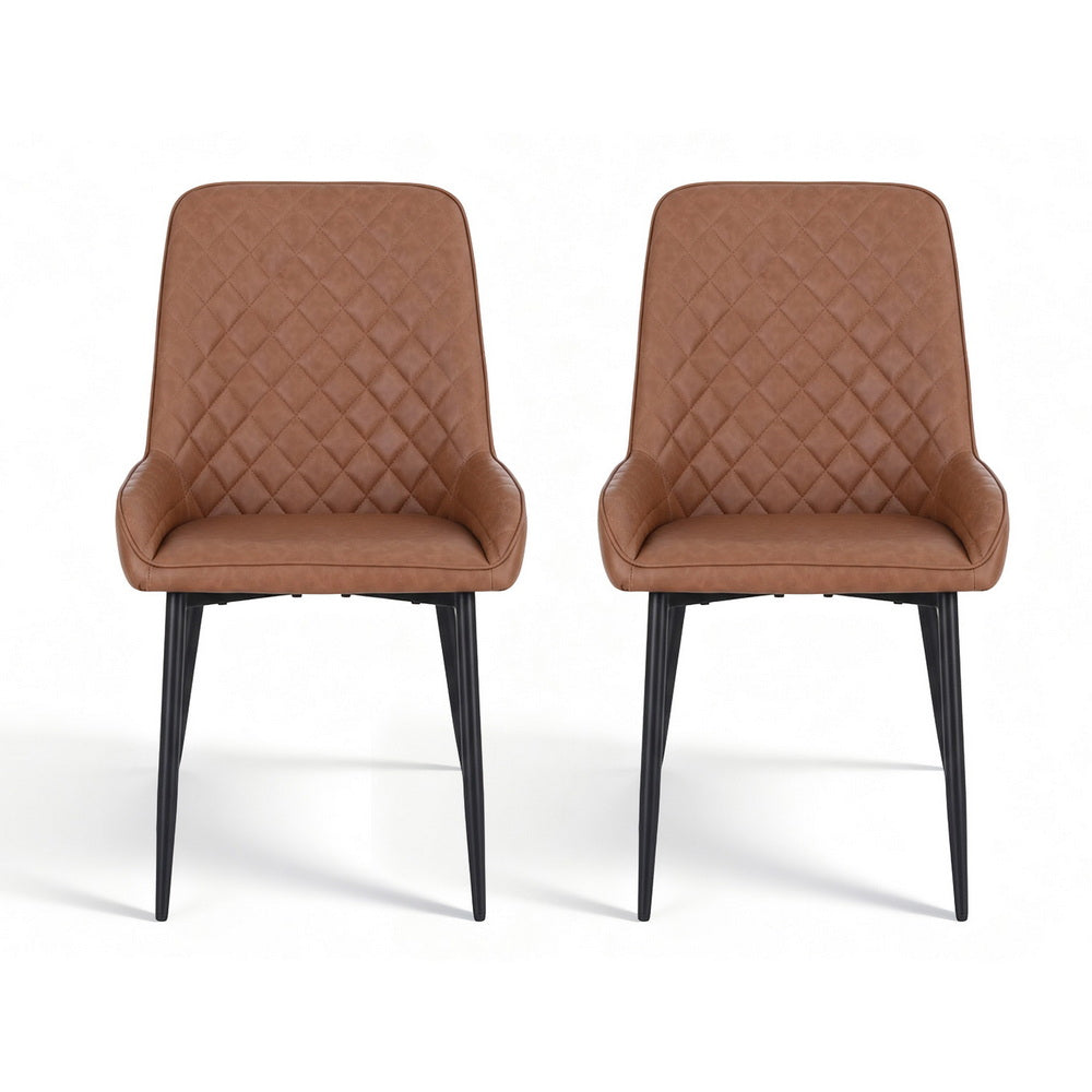 Artiss 2x Dining Chairs Retro PU Leather Kitchen Lounge Cafe Accent Chair Brown DINC-B-B02-BRX2