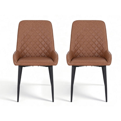 Artiss 2x Dining Chairs Retro PU Leather Kitchen Lounge Cafe Accent Chair Brown DINC-B-B02-BRX2