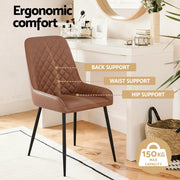 Artiss 2x Dining Chairs Retro PU Leather Kitchen Lounge Cafe Accent Chair Brown DINC-B-B02-BRX2