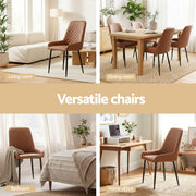 Artiss 2x Dining Chairs Retro PU Leather Kitchen Lounge Cafe Accent Chair Brown DINC-B-B02-BRX2