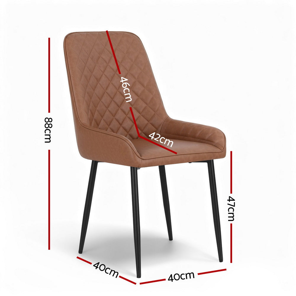 Artiss 4x Dining Chairs Retro PU Leather Kitchen Lounge Cafe Accent Chair Brown DINC-B-B02-BRX4
