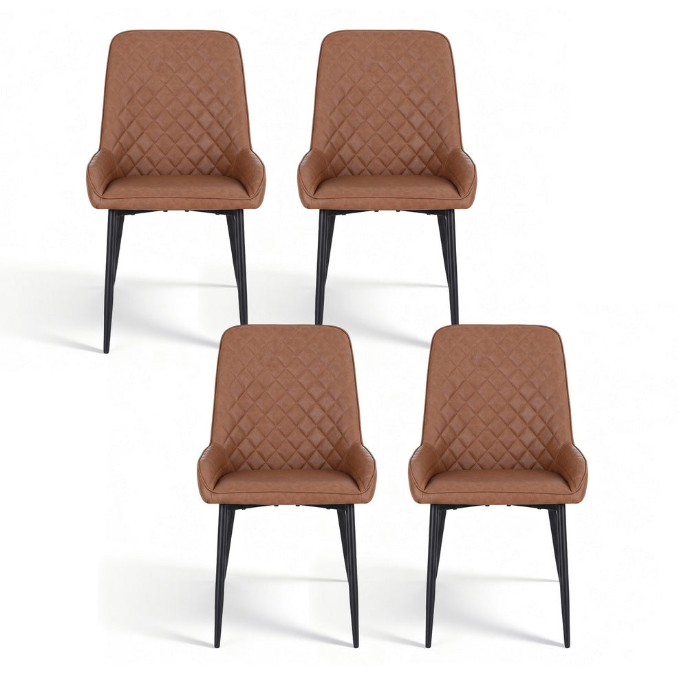 Artiss 4x Dining Chairs Retro PU Leather Kitchen Lounge Cafe Accent Chair Brown DINC-B-B02-BRX4