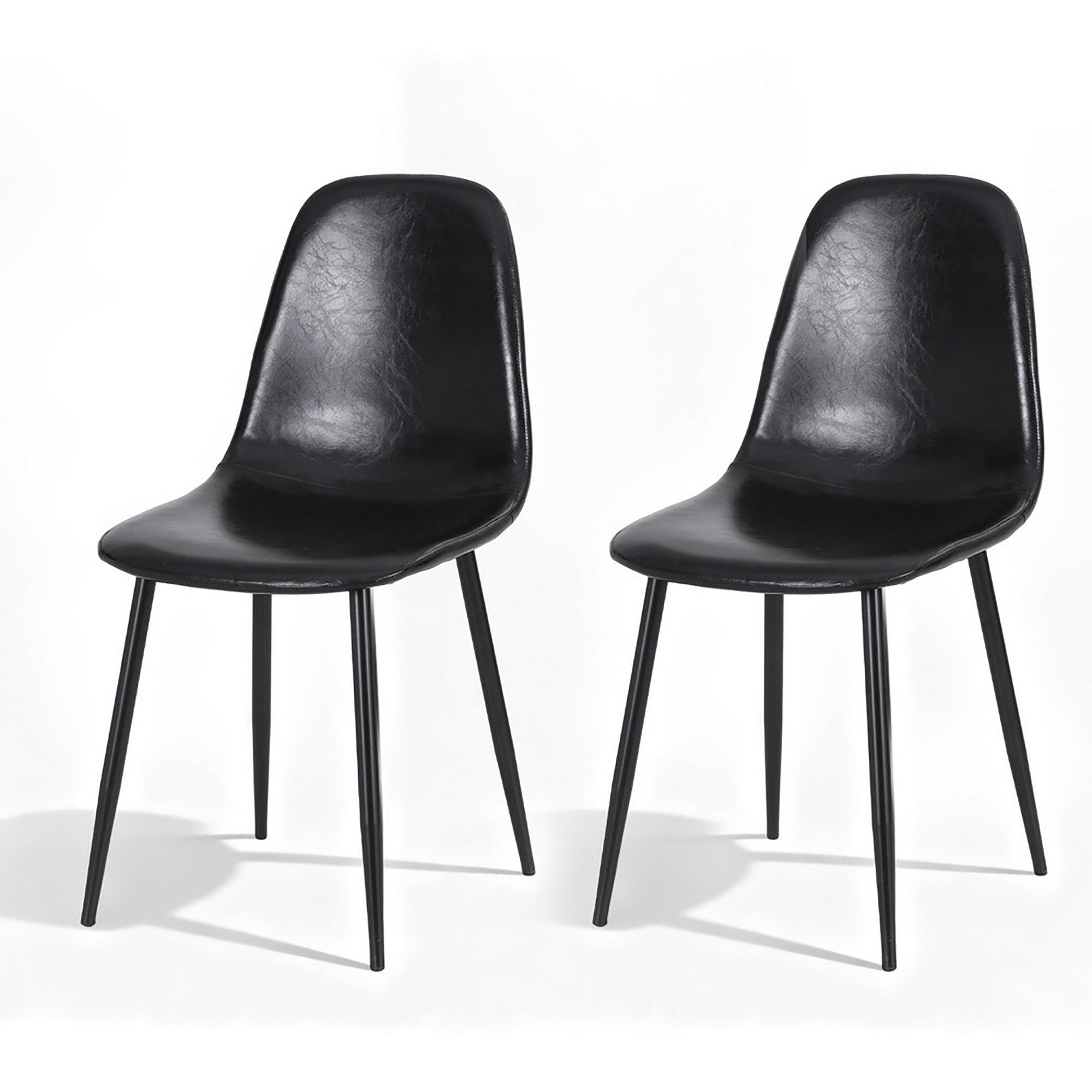 Artiss 2x Dining Chairs Retro PU Leather Kitchen Lounge Cafe Accent Chair Black DINC-B-B04-BKX2