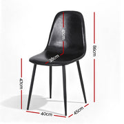 Artiss 2x Dining Chairs Retro PU Leather Kitchen Lounge Cafe Accent Chair Black DINC-B-B04-BKX2