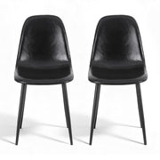 Artiss 2x Dining Chairs Retro PU Leather Kitchen Lounge Cafe Accent Chair Black DINC-B-B04-BKX2