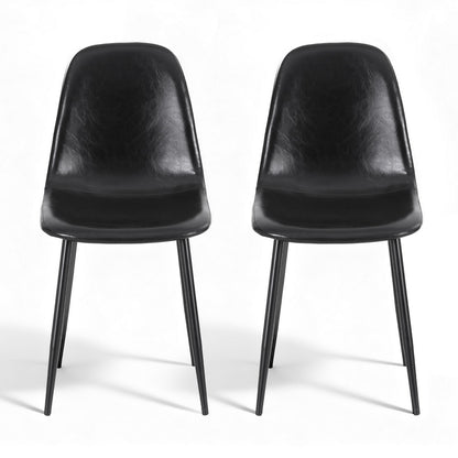 Artiss 2x Dining Chairs Retro PU Leather Kitchen Lounge Cafe Accent Chair Black DINC-B-B04-BKX2