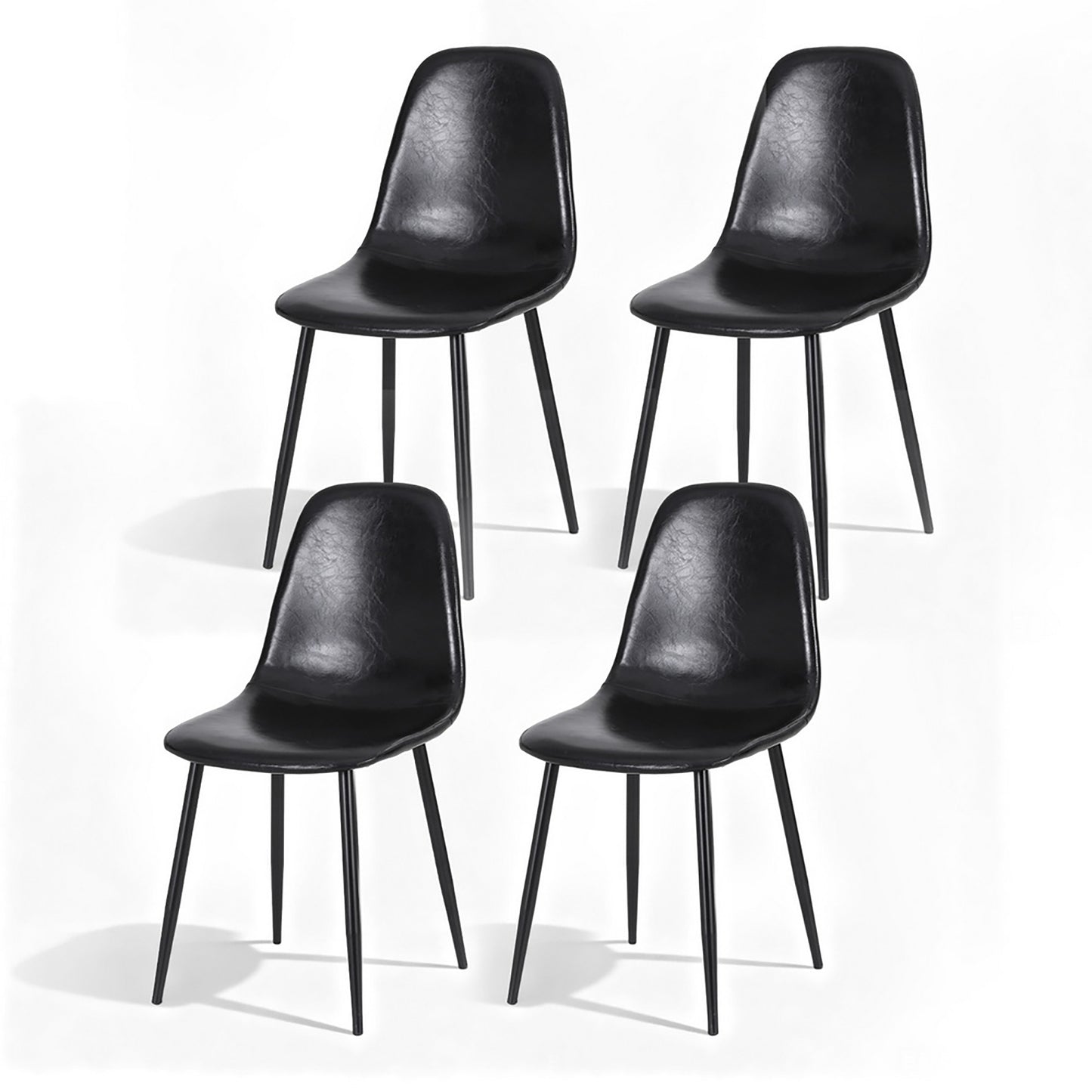 Artiss 4x Dining Chairs Retro PU Leather Kitchen Lounge Cafe Accent Chair Black DINC-B-B04-BKX4