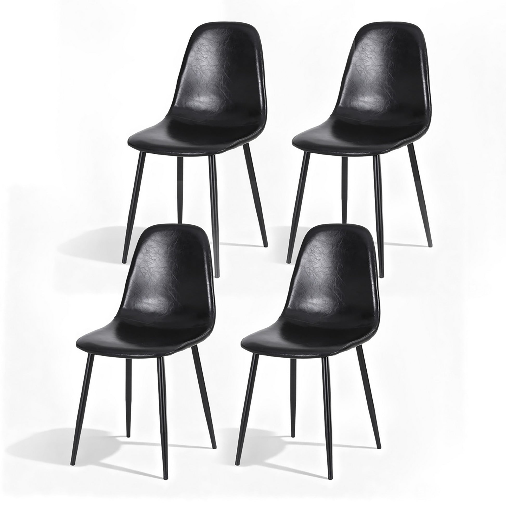 Artiss 4x Dining Chairs Retro PU Leather Kitchen Lounge Cafe Accent Chair Black DINC-B-B04-BKX4