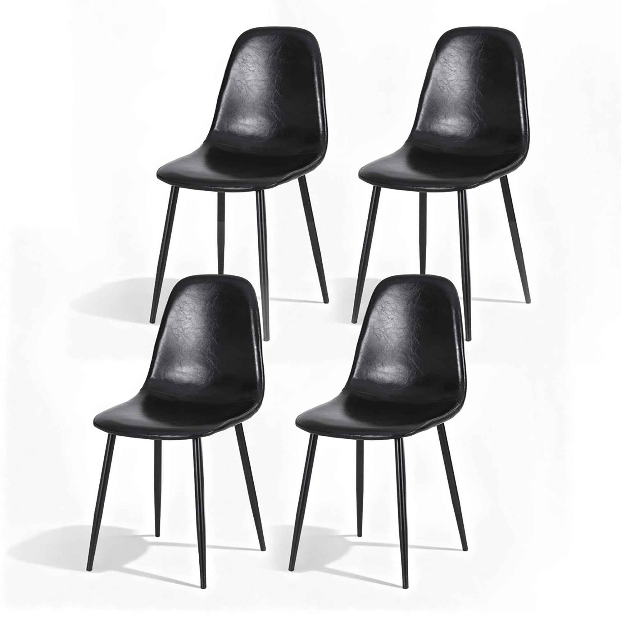 Artiss 4x Dining Chairs Retro PU Leather Kitchen Lounge Cafe Accent Chair Black DINC-B-B04-BKX4
