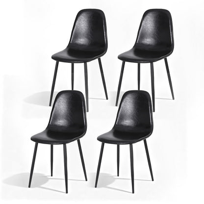 Artiss 4x Dining Chairs Retro PU Leather Kitchen Lounge Cafe Accent Chair Black DINC-B-B04-BKX4