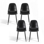 Artiss 4x Dining Chairs Retro PU Leather Kitchen Lounge Cafe Accent Chair Black DINC-B-B04-BKX4
