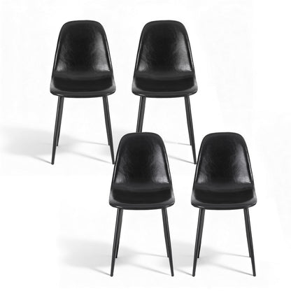 Artiss 4x Dining Chairs Retro PU Leather Kitchen Lounge Cafe Accent Chair Black DINC-B-B04-BKX4