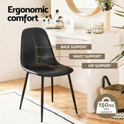 Artiss 4x Dining Chairs Retro PU Leather Kitchen Lounge Cafe Accent Chair Black DINC-B-B04-BKX4