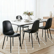 Artiss 4x Dining Chairs Retro PU Leather Kitchen Lounge Cafe Accent Chair Black DINC-B-B04-BKX4