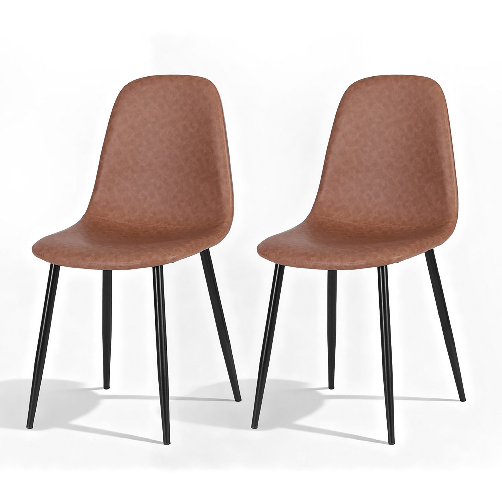 Artiss 2x Dining Chairs Retro PU Leather Kitchen Lounge Cafe Accent Chair Brown DINC-B-B04-BRX2