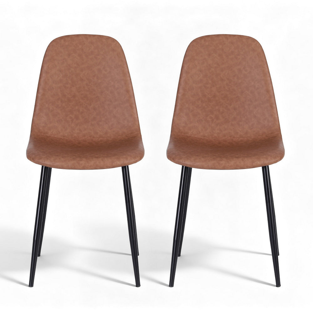 Artiss 2x Dining Chairs Retro PU Leather Kitchen Lounge Cafe Accent Chair Brown DINC-B-B04-BRX2