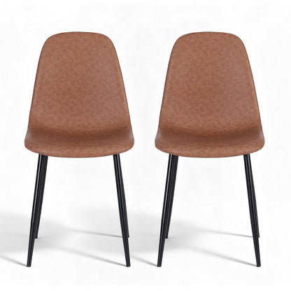 Artiss 2x Dining Chairs Retro PU Leather Kitchen Lounge Cafe Accent Chair Brown DINC-B-B04-BRX2