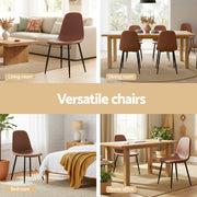 Artiss 2x Dining Chairs Retro PU Leather Kitchen Lounge Cafe Accent Chair Brown DINC-B-B04-BRX2