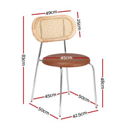 Artiss 2x Dining Chairs PU Leather Rattan Kitchen Lounge Cafe Accent Chair Brown DINC-B-S06-BRX2