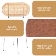 Artiss 2x Dining Chairs PU Leather Rattan Kitchen Lounge Cafe Accent Chair Brown DINC-B-S06-BRX2