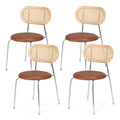 Artiss 4x Dining Chairs PU Leather Rattan Kitchen Lounge Cafe Accent Chair Brown DINC-B-S06-BRX4