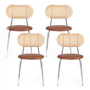 Artiss 4x Dining Chairs PU Leather Rattan Kitchen Lounge Cafe Accent Chair Brown DINC-B-S06-BRX4