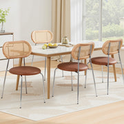 Artiss 4x Dining Chairs PU Leather Rattan Kitchen Lounge Cafe Accent Chair Brown DINC-B-S06-BRX4