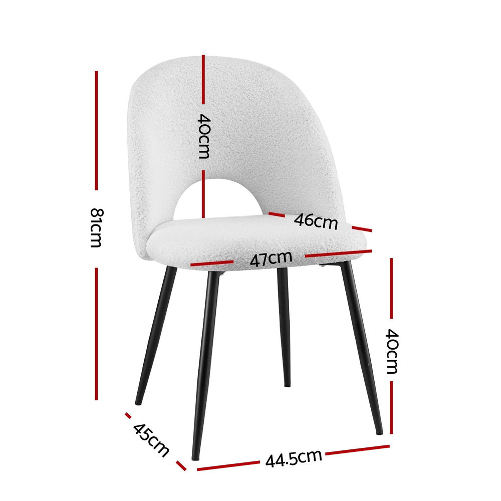 1 Set of 2 Artiss Dining Chair Boucle Sherpa DINC-B-SHP-WHX2
