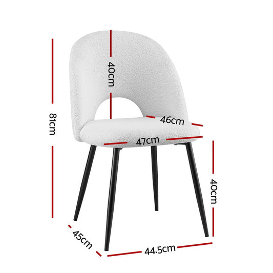 1 Set of 2 Artiss Dining Chair Boucle Sherpa DINC-B-SHP-WHX2