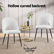 1 Set of 2 Artiss Dining Chair Boucle Sherpa DINC-B-SHP-WHX2