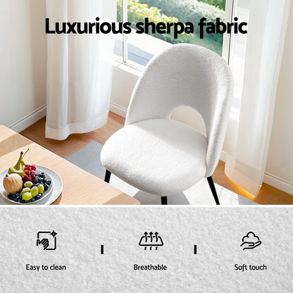1 Set of 2 Artiss Dining Chair Boucle Sherpa DINC-B-SHP-WHX2