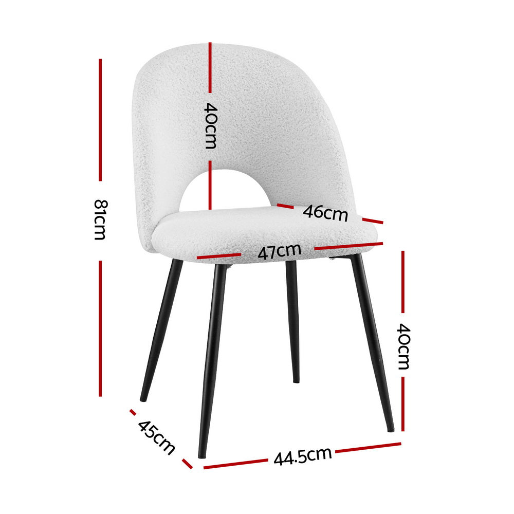 1 Set of 4 Artiss Dining Chair Boucle Sherpa DINC-B-SHP-WHX4