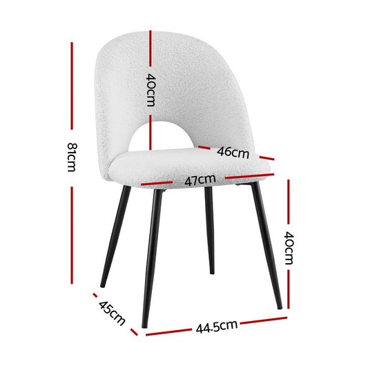 1 Set of 4 Artiss Dining Chair Boucle Sherpa DINC-B-SHP-WHX4