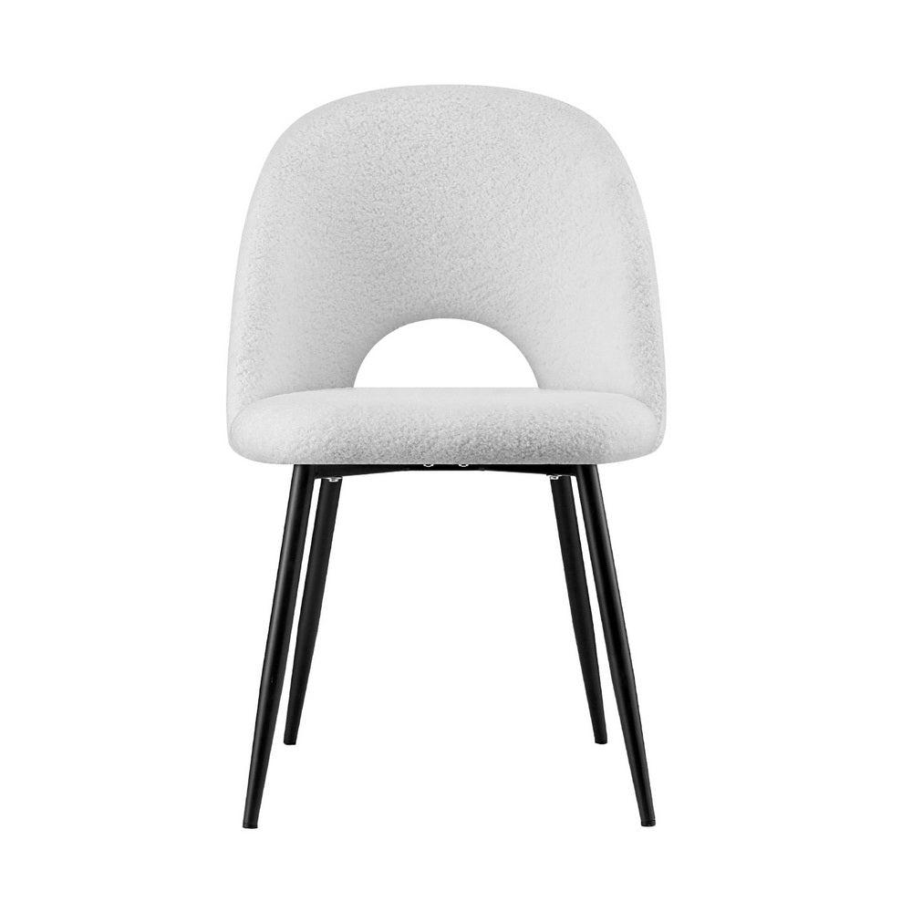 1 Set of 4 Artiss Dining Chair Boucle Sherpa DINC-B-SHP-WHX4