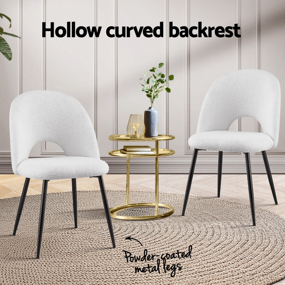 1 Set of 4 Artiss Dining Chair Boucle Sherpa DINC-B-SHP-WHX4