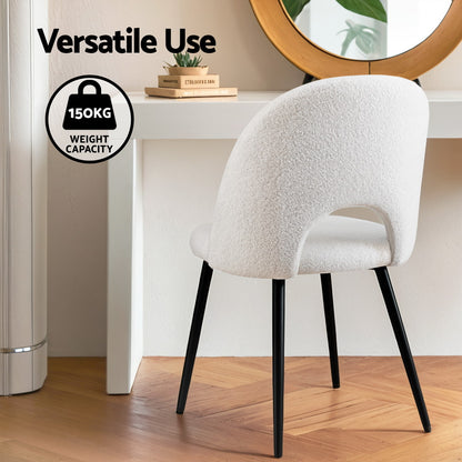 1 Set of 4 Artiss Dining Chair Boucle Sherpa DINC-B-SHP-WHX4