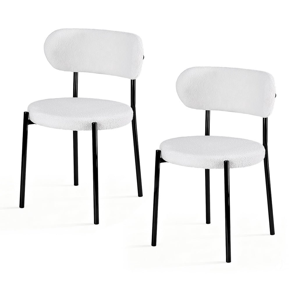 Artiss Dining Chairs Set of 2 Sherpa Boucle White DINC-B-W01-WHX2