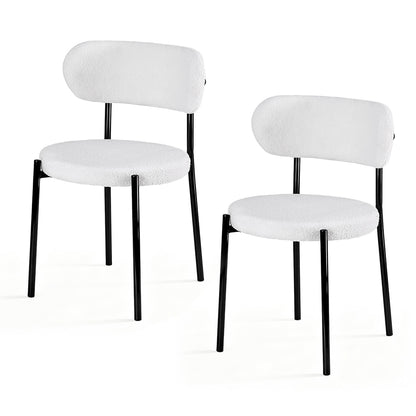 Artiss Dining Chairs Set of 2 Sherpa Boucle White DINC-B-W01-WHX2