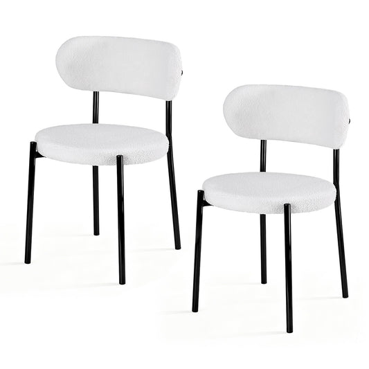 Artiss Dining Chairs Set of 2 Sherpa Boucle White DINC-B-W01-WHX2