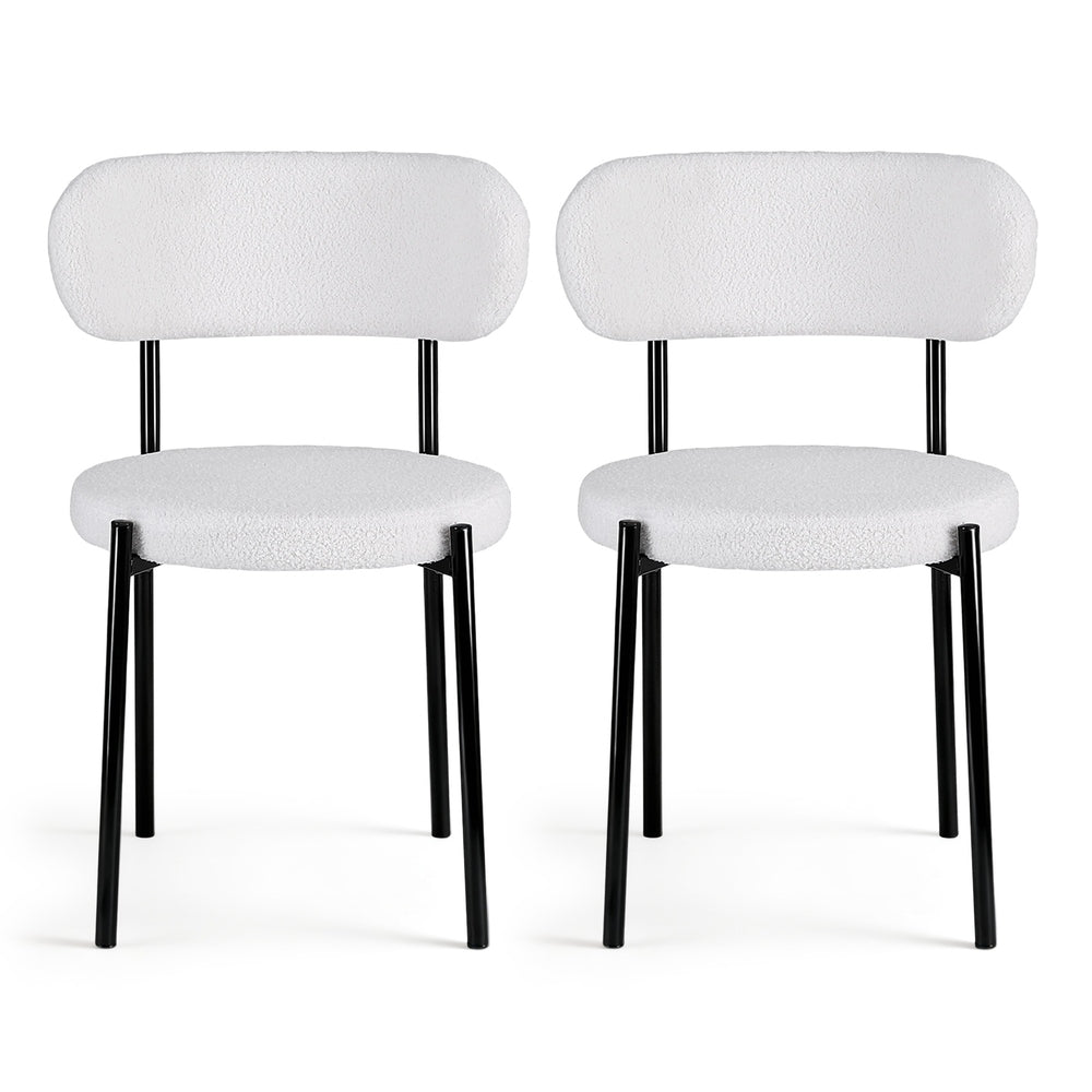 Artiss Dining Chairs Set of 2 Sherpa Boucle White DINC-B-W01-WHX2