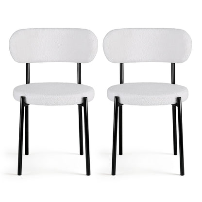Artiss Dining Chairs Set of 2 Sherpa Boucle White DINC-B-W01-WHX2