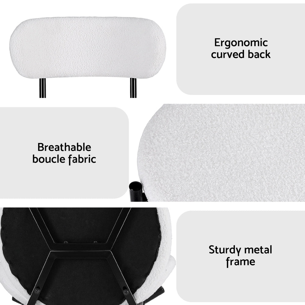 Artiss Dining Chairs Set of 2 Sherpa Boucle White DINC-B-W01-WHX2