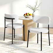 Artiss Dining Chairs Set of 2 Sherpa Boucle White DINC-B-W01-WHX2