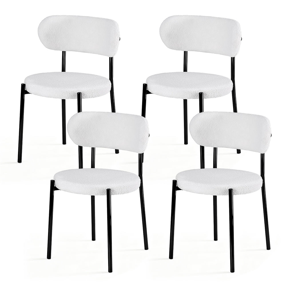 Artiss Dining Chairs Set of 4 Sherpa Boucle White DINC-B-W01-WHX4