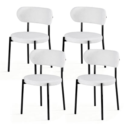 Artiss Dining Chairs Set of 4 Sherpa Boucle White DINC-B-W01-WHX4