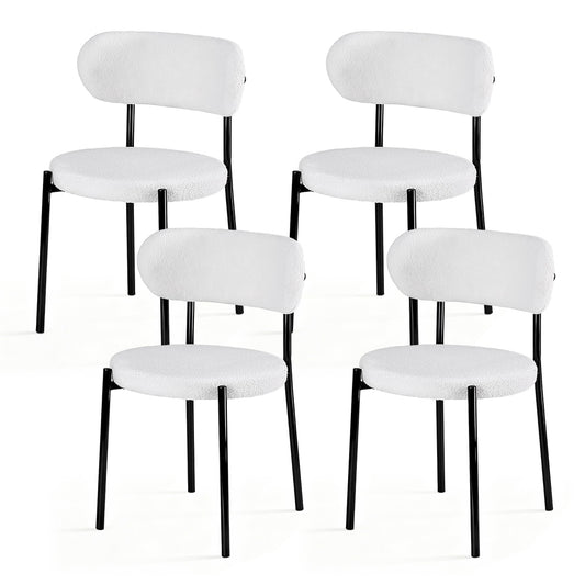 Artiss Dining Chairs Set of 4 Sherpa Boucle White DINC-B-W01-WHX4