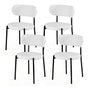 Artiss Dining Chairs Set of 4 Sherpa Boucle White DINC-B-W01-WHX4