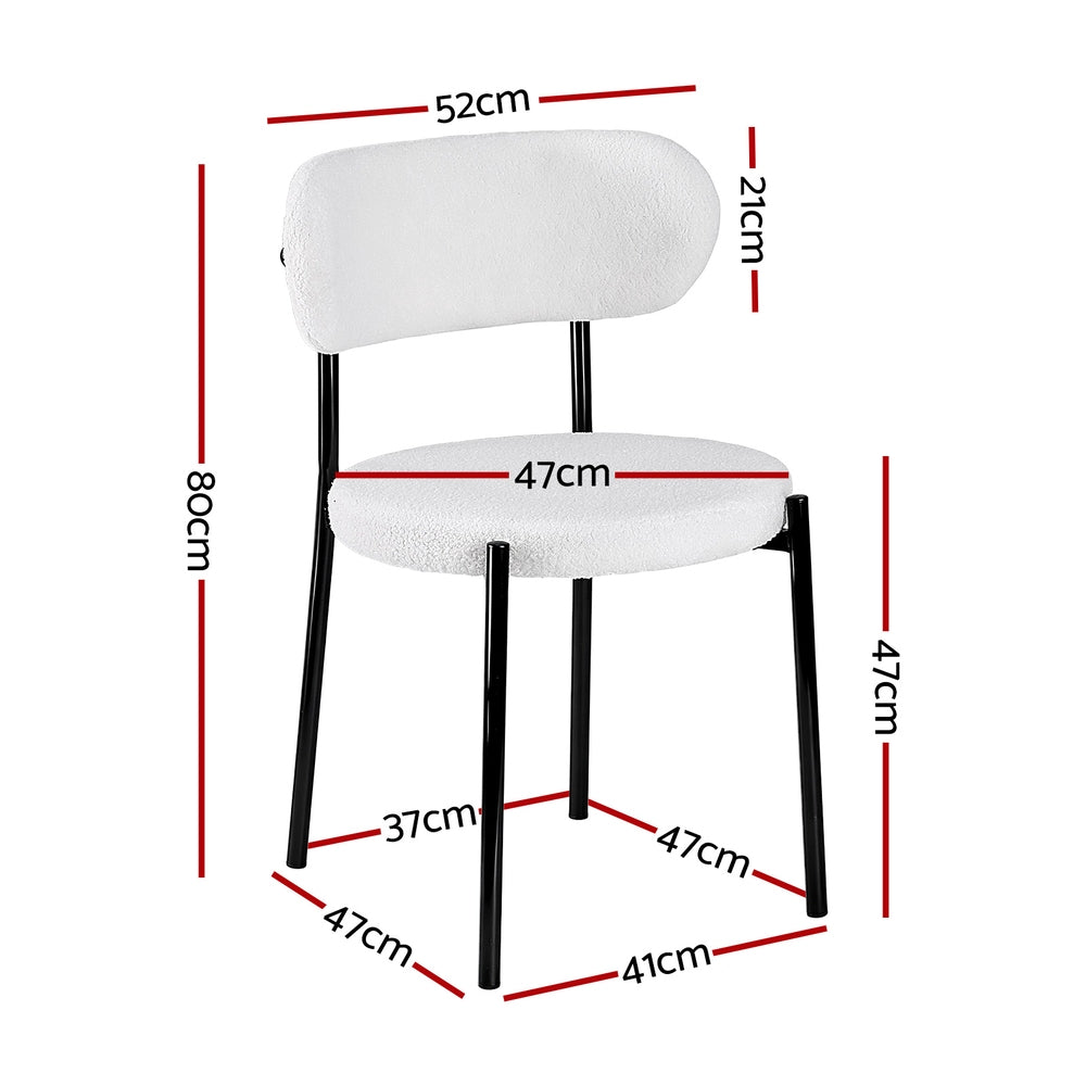 Artiss Dining Chairs Set of 4 Sherpa Boucle White DINC-B-W01-WHX4